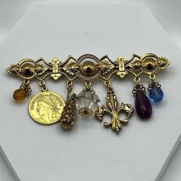 2 vintage gold brooches - Picture 2 of 2